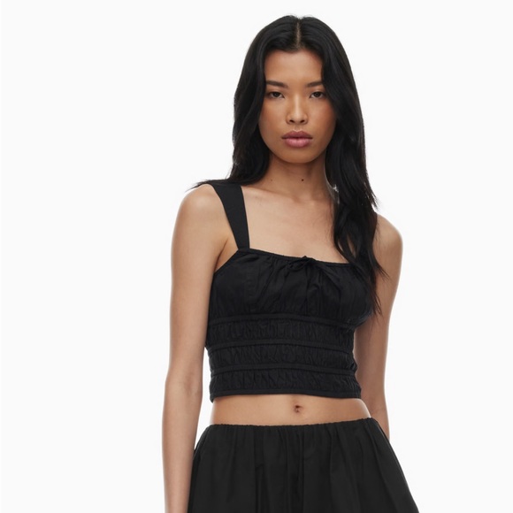 Aritzia Martine Poplin Top- Black - Picture 2 of 6